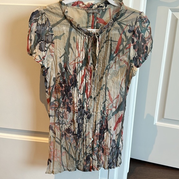 Sandwich Button Blouse Sz 38/S - Picture 3 of 7